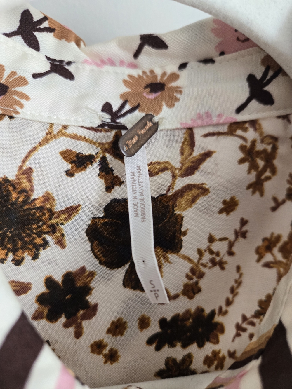 Free People Mixed Print Button Front Blouse Small Boho Floral Patchwork Shirt - Picture 2 of 4